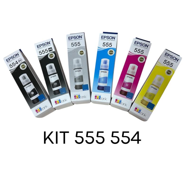 Kit Refil Garrafas de Tinta Original Epson T554 T555 Ecotank